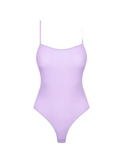 Maison Close Double Sens Sheer Thong Bodysuit In Purple