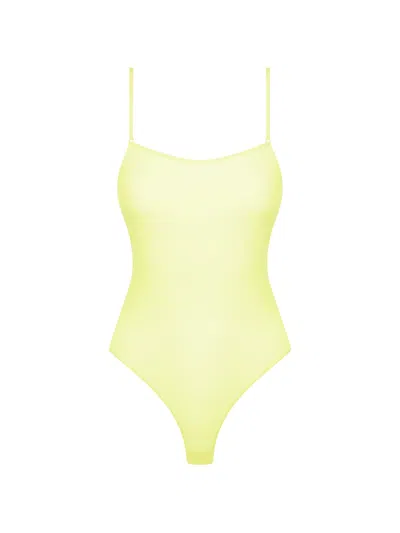 Maison Close Double Sens Sheer Thong Bodysuit In Yellow