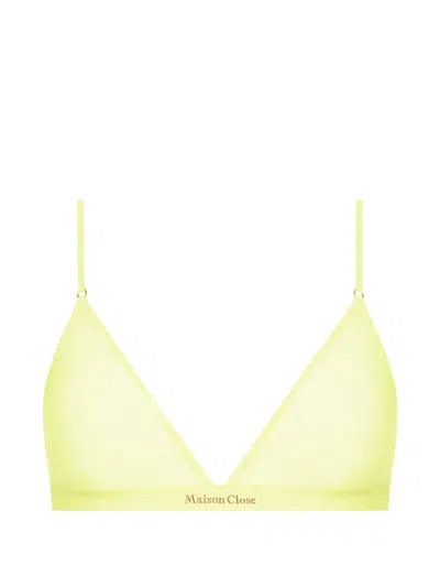 Maison Close Double Sens Sheer Triangle Bra In Yellow