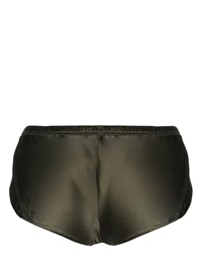 Maison Close Elasticated Silk Shorts In Green