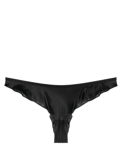 Maison Close Flared Satin-finish Briefs In Black