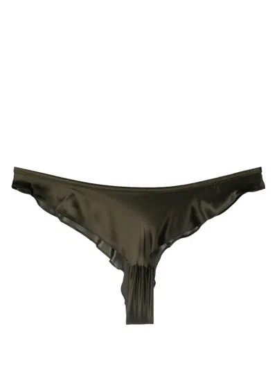 Maison Close Flared Satin-finish Briefs In Green