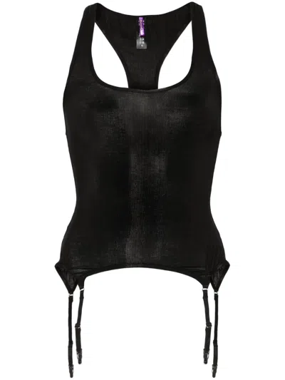 Maison Close La Femme Amazone Suspenders-detail Tank Top In Black