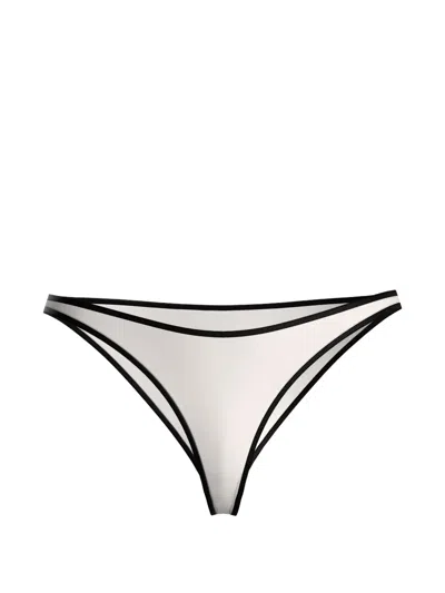Maison Close La Parisienne Contrasting-trim Briefs In Neutral