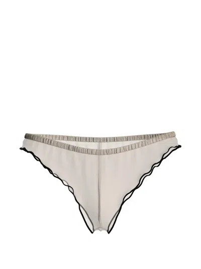 Maison Close La Parisienne Ruffled Tanga In Gray