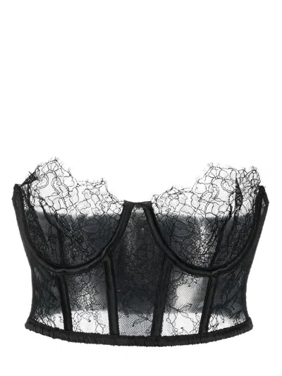 Maison Close Lace-detail Bustier Bra In Black