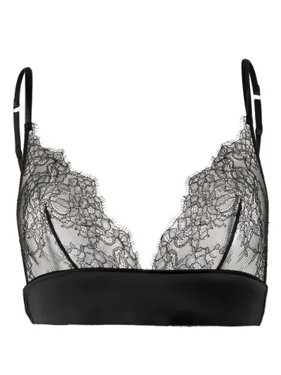 Maison Close Lace-detail Triangle-cup Bra In Black