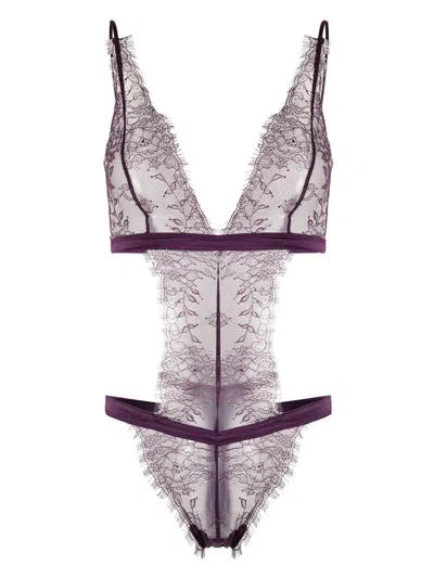 Maison Close Lace-panel Detail Body In Purple