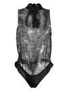 Maison Close Lace-panel Halterneck Body In Black