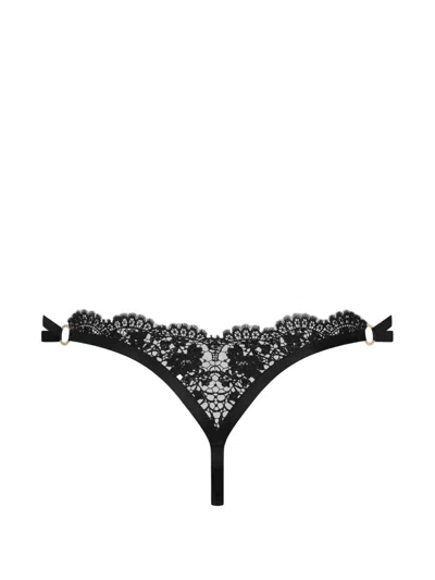 Maison Close Lace Ring-detail Thong In Black