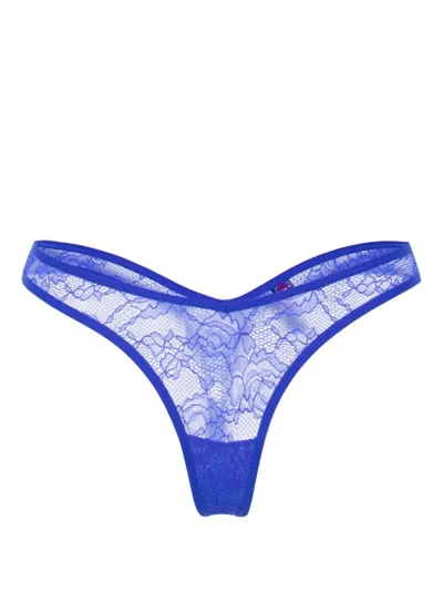 Maison Close Lace Tanga Briefs In Blue