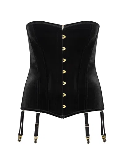 Maison Close Lace-up Garter Corset In Black