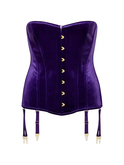 Maison Close Lace-up Garter Corset In Purple