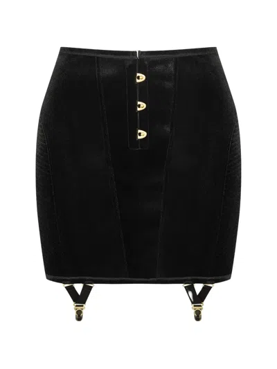 Maison Close Lace-up Garter Mini Skirt In Black