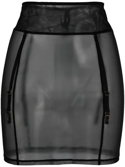 Maison Close L'amoureuse Sheer-mesh Waspie Corset In Black
