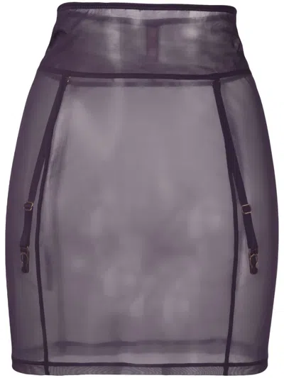 Maison Close L'amoureuse Sheer-mesh Waspie Corset In Purple