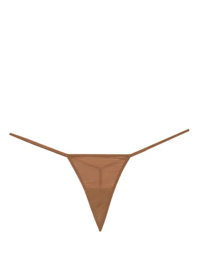 Maison Close Le Petit Secret Micro Thong In Brown