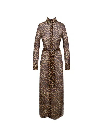 Maison Close Leopard-print Maxi Dress In Brown