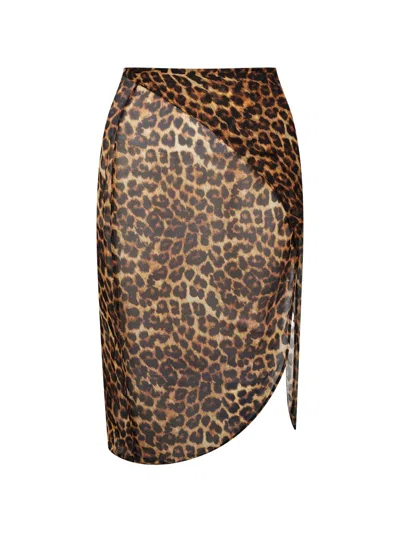 Maison Close Leopard-print Mini Wrap Skirt In Brown