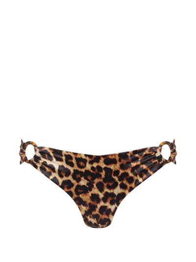 Maison Close Leopard-print Ring-detail Bikini Bottoms In Black