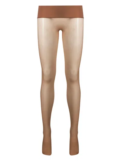 Maison Close Logo-intarsia Semi-sheer Tights In Neutrals
