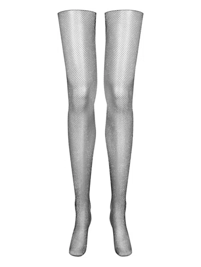 Maison Close Lurex-detail Mesh Stockings In Black