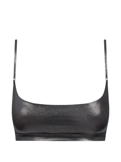 Maison Close Metallic-effect Bikini Top In Animal Print