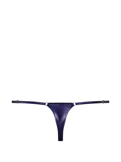 Maison Close Metallic-finish Bikini Bottoms In Blue