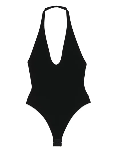 Maison Close Open-back Bodysuit In Black