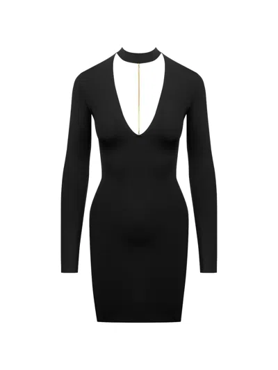 Maison Close Open Back Jewellery Dress In Black