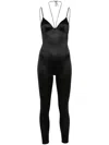 Maison Close Open-back Strappy Jumpsuit In Schwarz