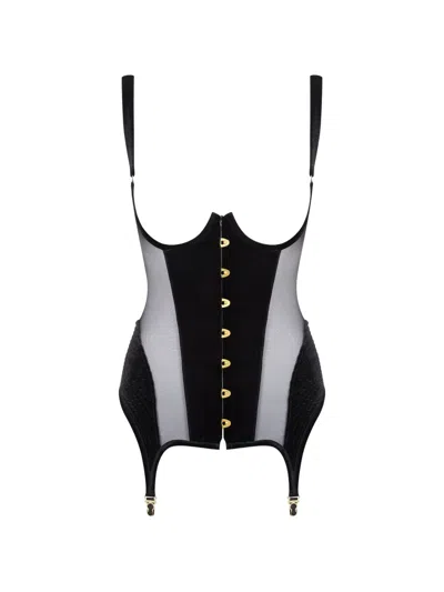 Maison Close Open-front Garter Corset In Black