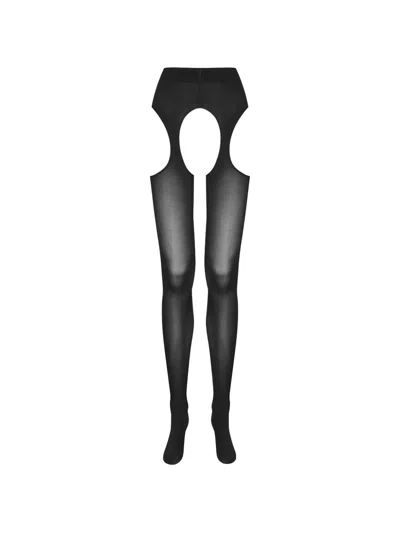 Maison Close Open Garter Tights In Black