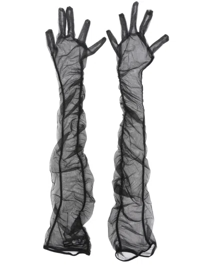 Maison Close Opera Tulle Gloves In Gray