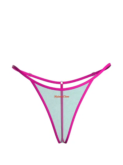 Maison Close Panorama Micro Thong In Blue