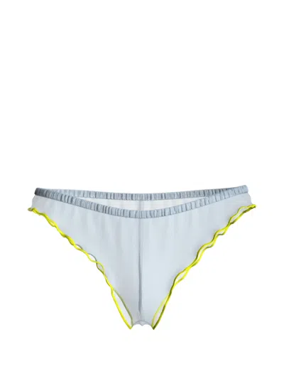 Maison Close Panorama Ruffled Tanga In Blue