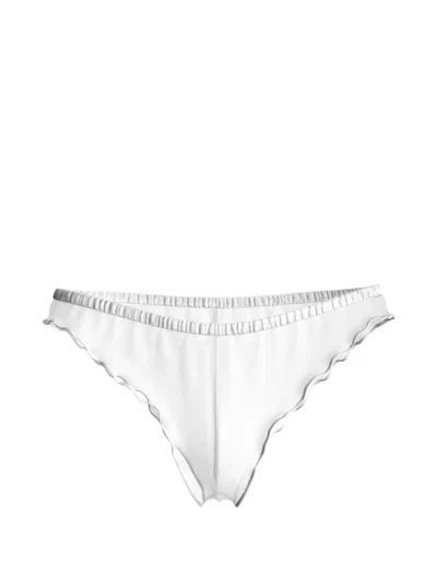 Maison Close Panorama Ruffled Tanga Briefs In White