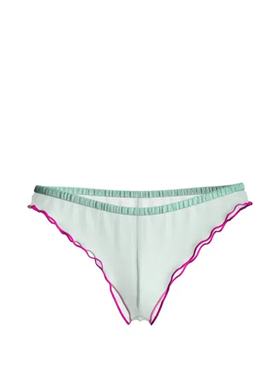 Maison Close Panorama Ruffled Tanga In Green