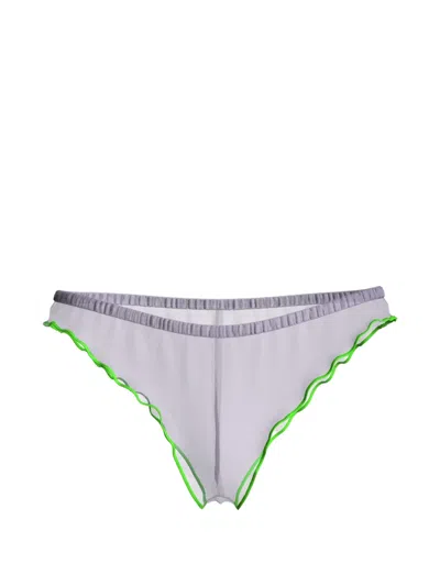 Maison Close Panorama Ruffled Tanga In Green