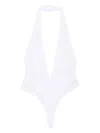 Maison Close Pure Tentation V-neck Bodysuit In White