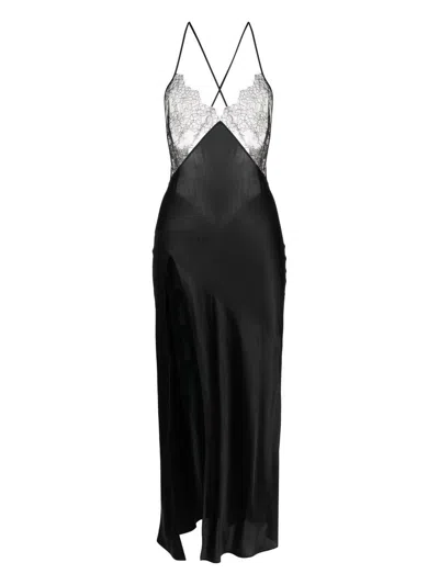 Maison Close Lace-detail Maxi Dress In Black