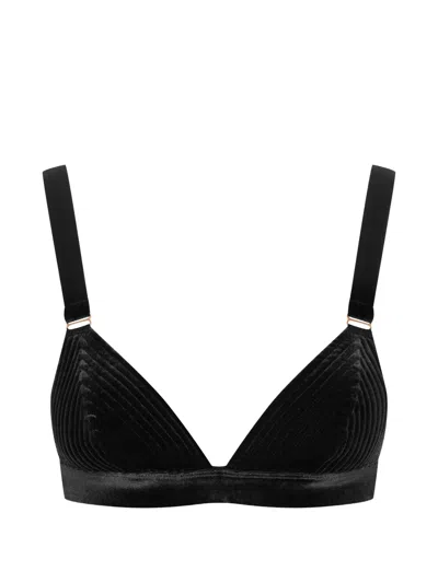 Maison Close Ribbed Triangle Bra In Black