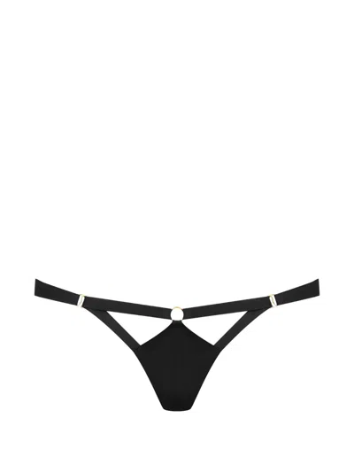 Maison Close Ring-detail Thong In Black