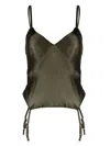 Maison Close Satin Garter-belt Top In Kaki/khaki