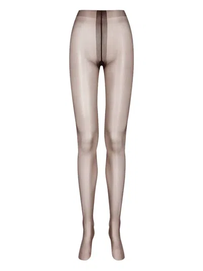 Maison Close Satin High-waisted Tights In Brown