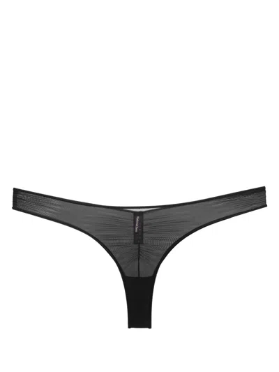 Maison Close Semi-sheer Draped Thong In Black