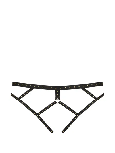Maison Close Studded Cut-out Briefs In Black
