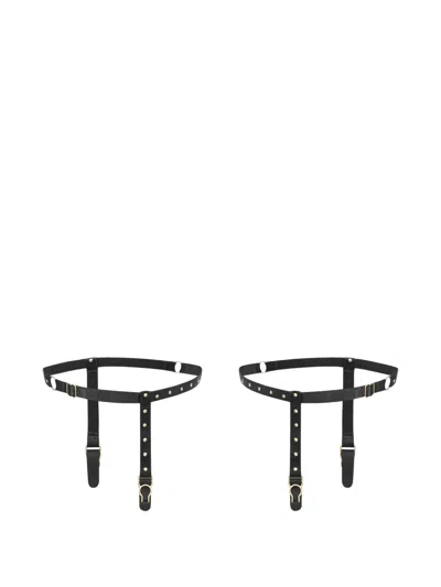 Maison Close Studded Garters In Black