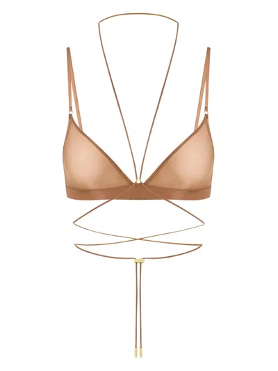 Maison Close Triangle Cross-back Bra In Brown