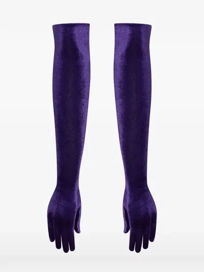 Maison Close Velvet-effect Opera Gloves In Purple